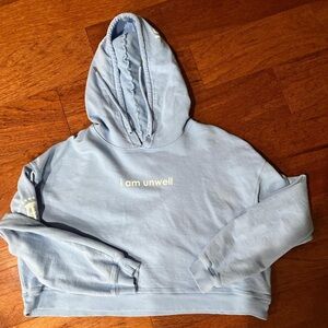 I am unwell Call Her Daddy Powder Blue Cropped Sweatshirt with Hood XL